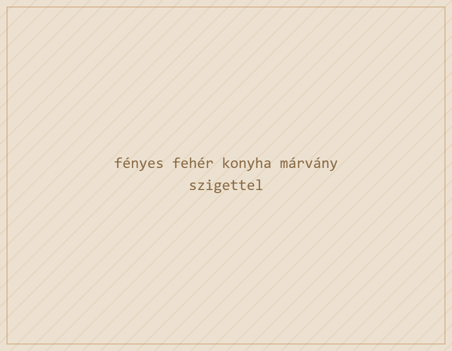 fényes fehér konyha márvány szigettel